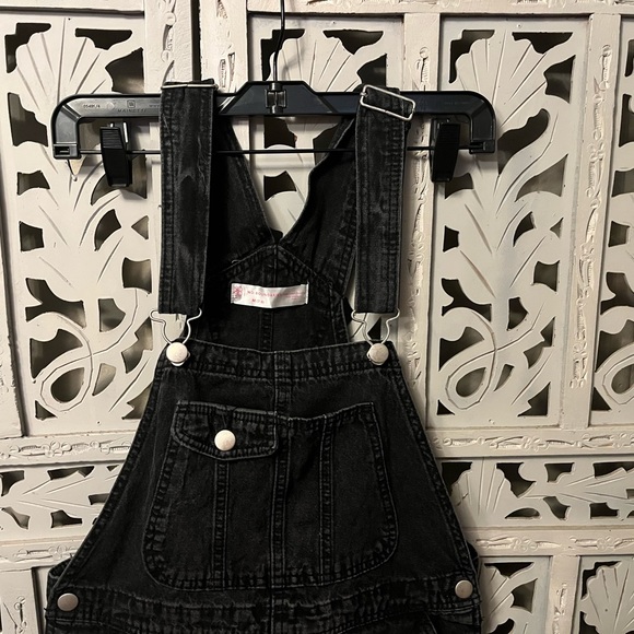 NOBO ADORABLE BLACK STRETCHY COTTON JEAN OVERALLS SHORTS - Picture 5 of 8